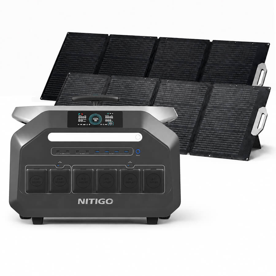 NITIGO P3200 + 2x SP200 Solar-Set - Powerstation & 2x 200W Solarmodul